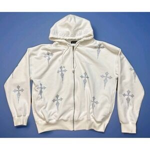 REFLEM Full Zip Hoodie AOP Rhinestone Embroidered Logo  Heavyweight Cotton FREE